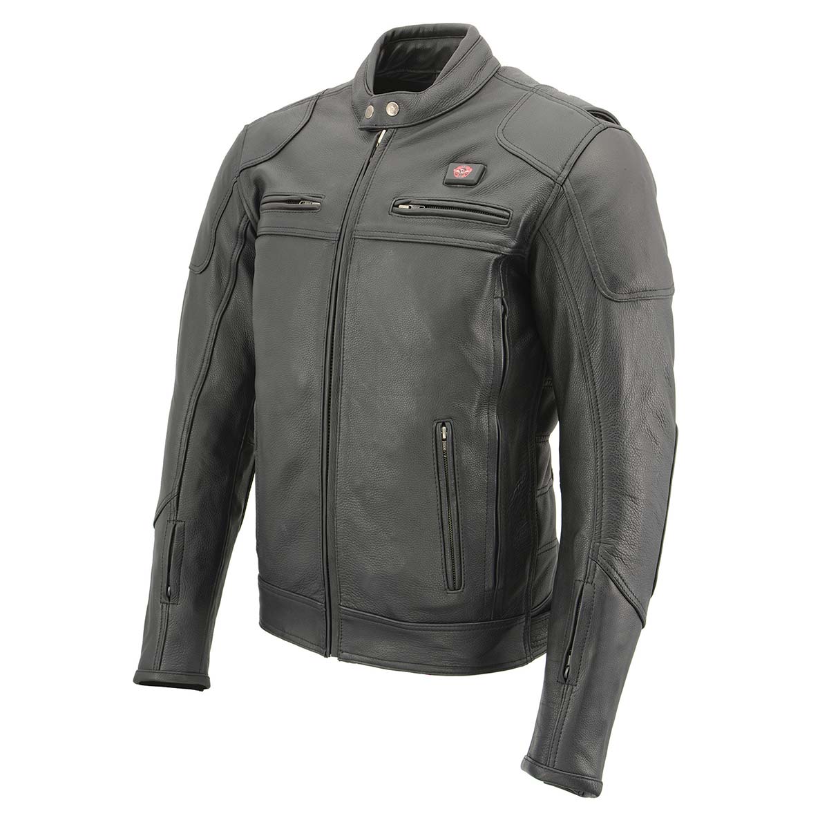 Milwaukee Leather MLM1526 Men's Black 'Stay Cool' Black Leather Sporty Motorcycle Jacket with Cool-Tec