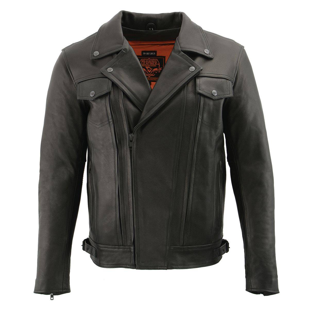 Milwaukee Leather MLM1520 Men's Pistol Pete Vented Black Leather Cruiser Jacket