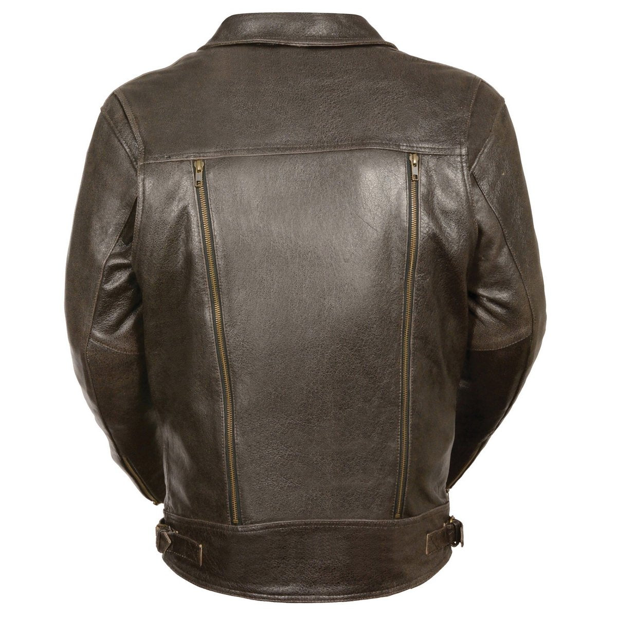 Milwaukee Leather MLM1522 Men's ‘Vented’ Retro Brown Leather Motorcycle Jacket