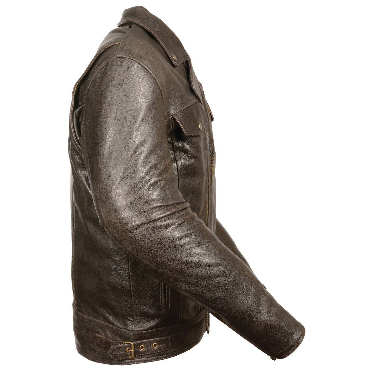 Milwaukee Leather MLM1522 Men's ‘Vented’ Retro Brown Leather Motorcycle Jacket