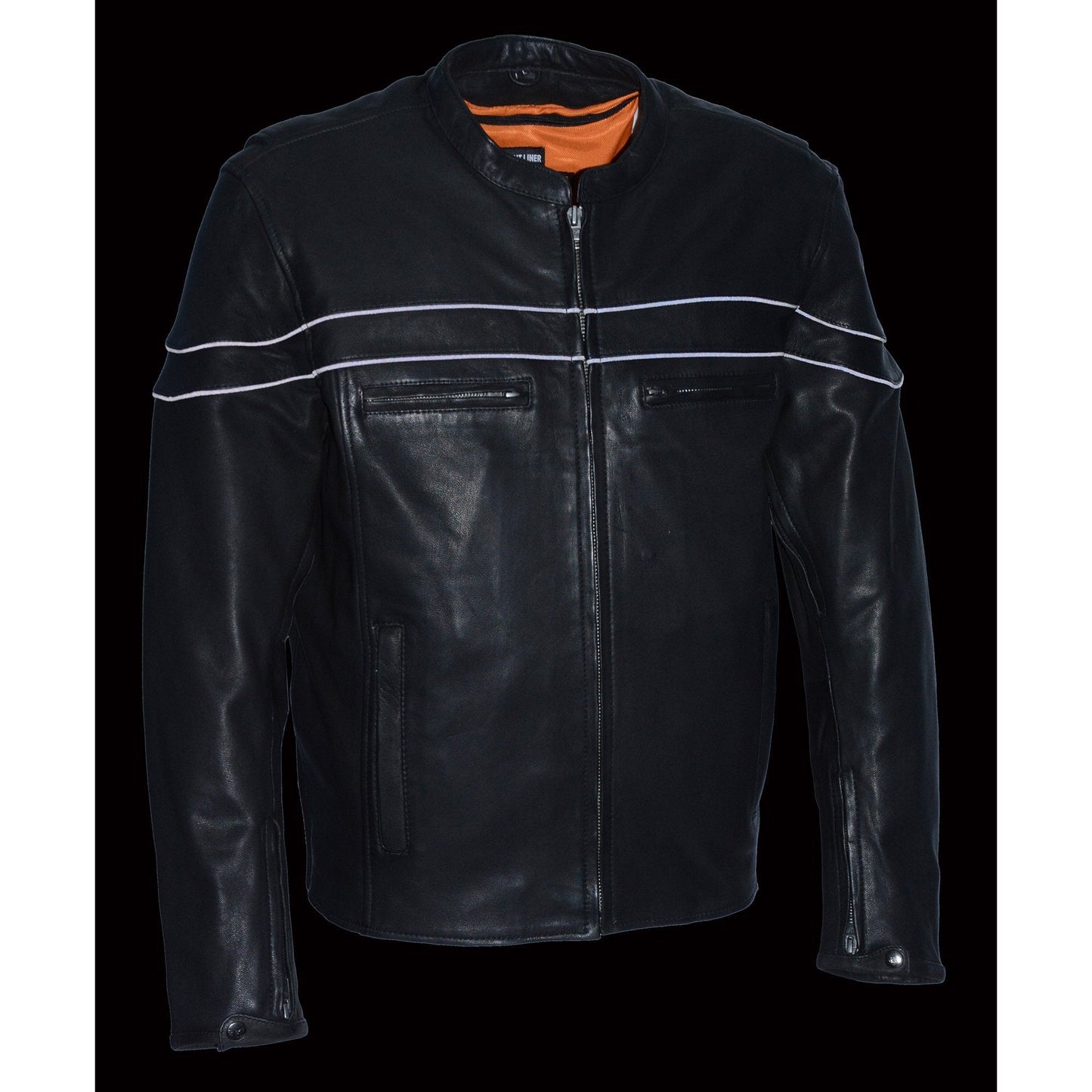 Milwaukee Leather MLM1525 Men's ‘Crossover’ Black Leather Lightweight MC Jacket