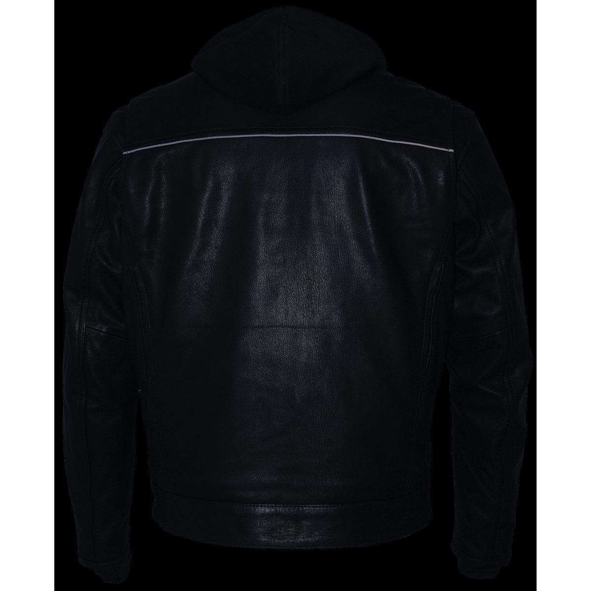 Milwaukee Leather MLM1537 Men's Black Leather ‘Utility Pocket’ Vented Jacket with Removable Hoodie