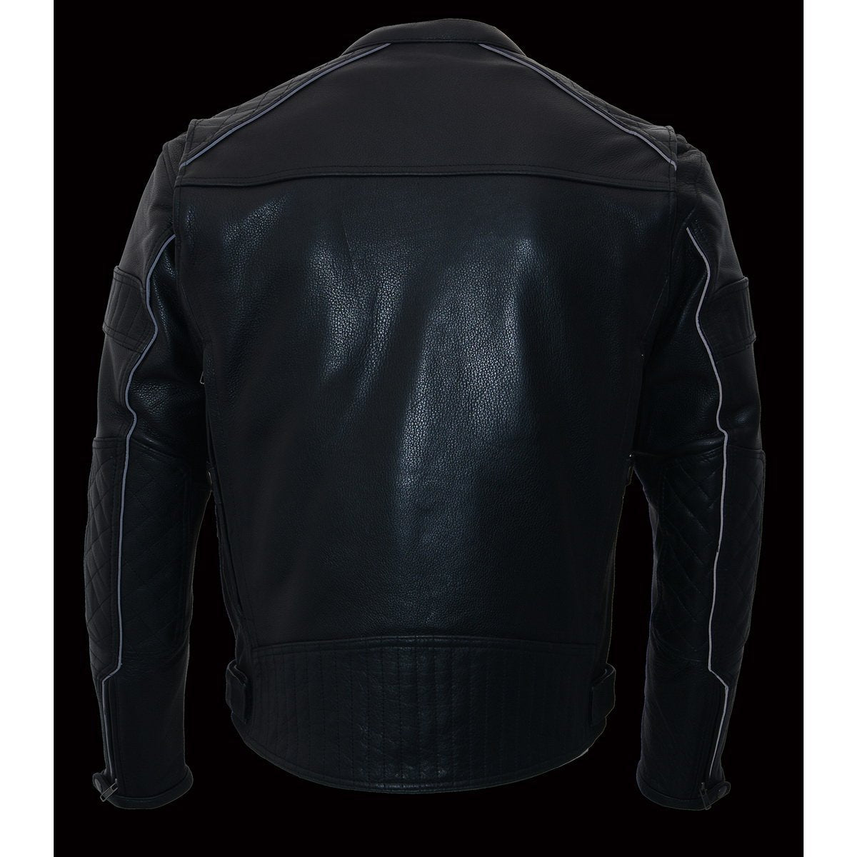 Milwaukee Leather MLM1545 Men's Quilted Pattern Triple Vent Black Leather Scooter Jacket