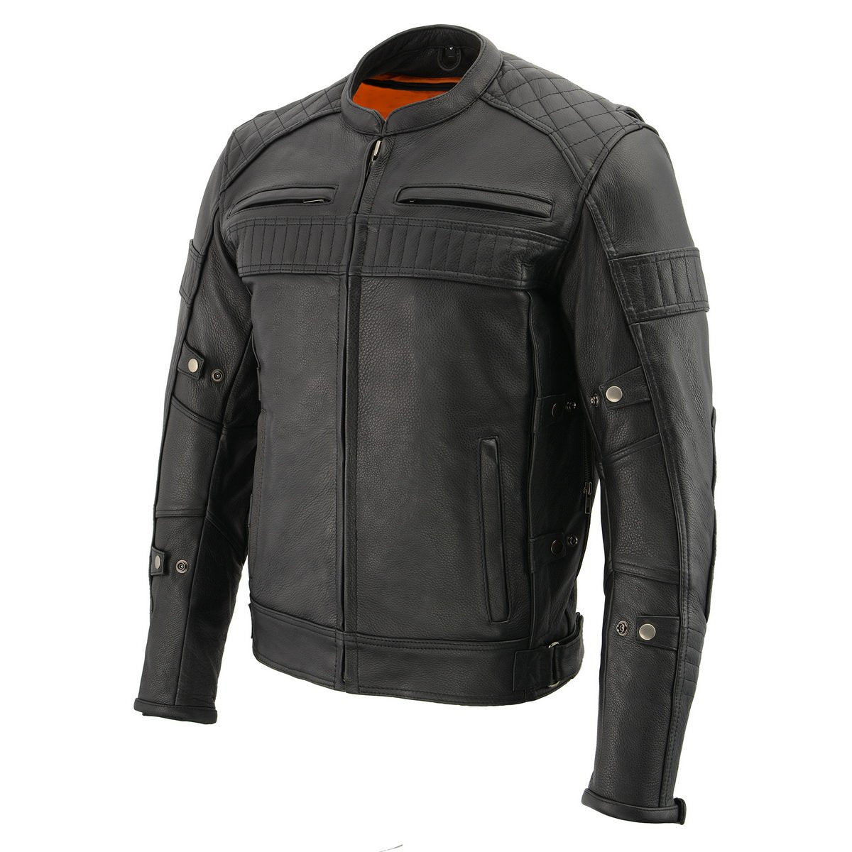 Milwaukee Leather MLM1545 Men's Quilted Pattern Triple Vent Black Leather Scooter Jacket