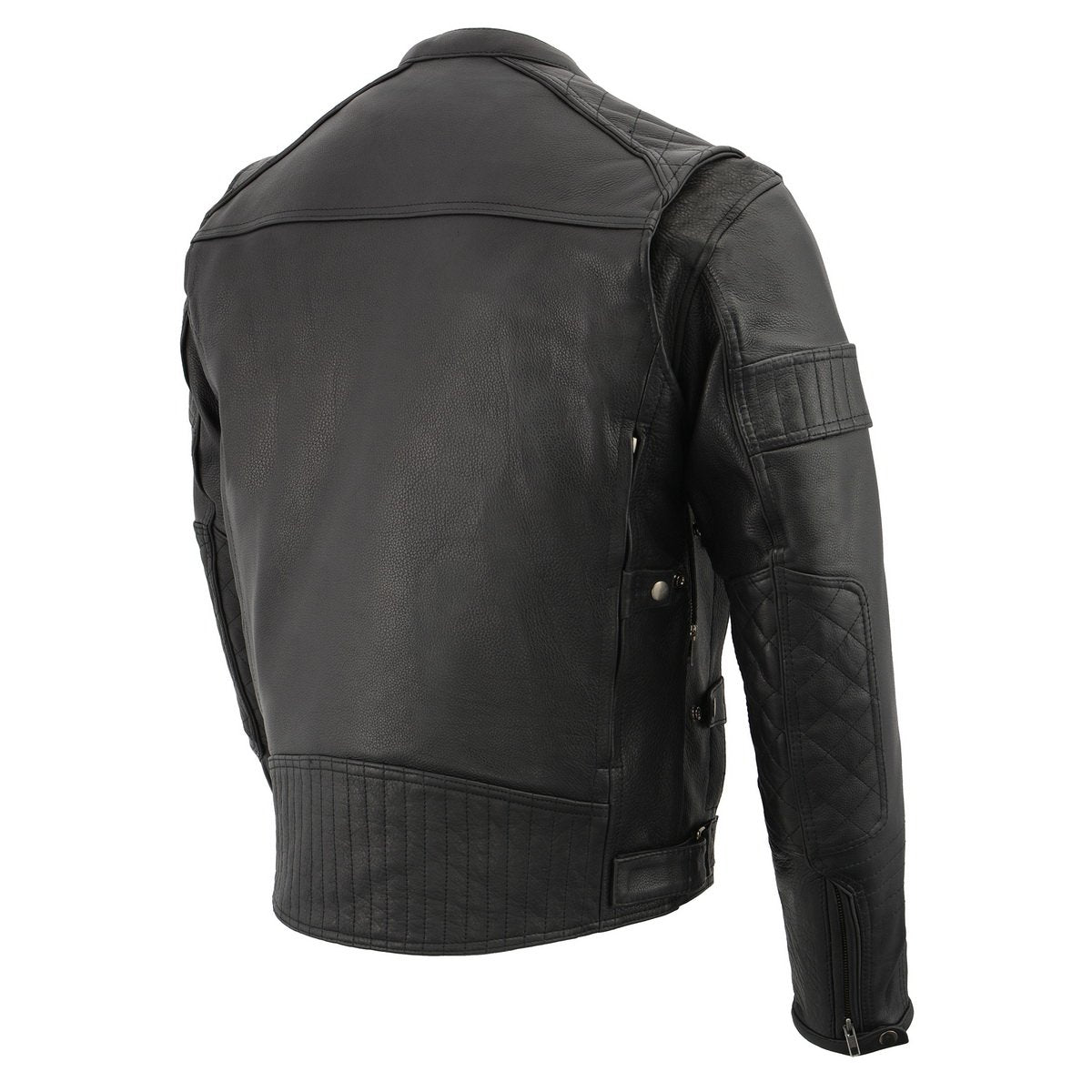 Milwaukee Leather MLM1545 Men's Quilted Pattern Triple Vent Black Leather Scooter Jacket