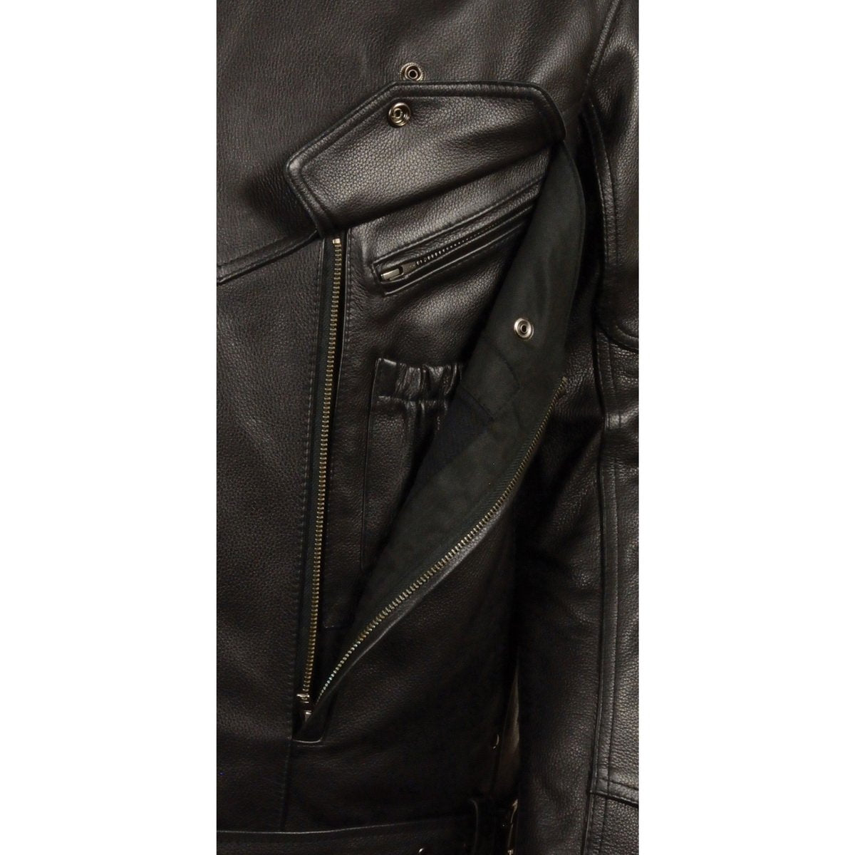 Milwaukee Leather MLM1570 Men’s Black Premium Naked Cowhide Leather Utility Pocket Motorcycle Jacket