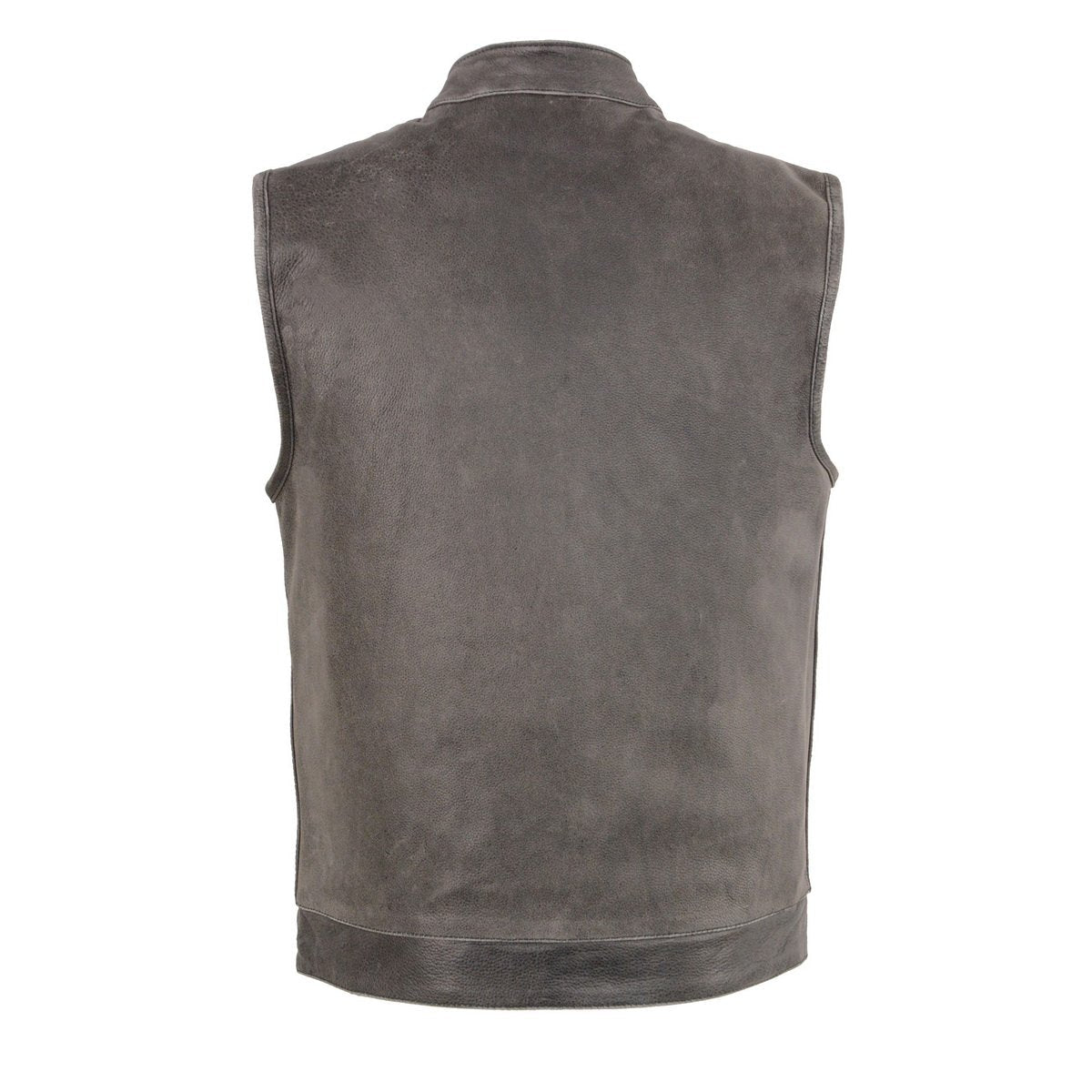 Milwaukee Leather MLM3513 Men's Naked Leather Club Style Vest- Concealed Snaps Zipper Closure Motorcycle Rider Vest