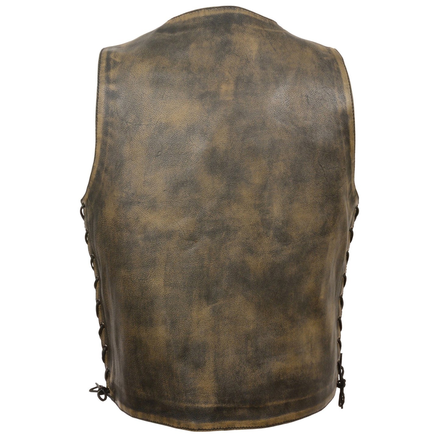 Milwaukee Leather MLM3540 Men's Roulette Distressed Brown 10 Pocket Motorcycle Leather Vest