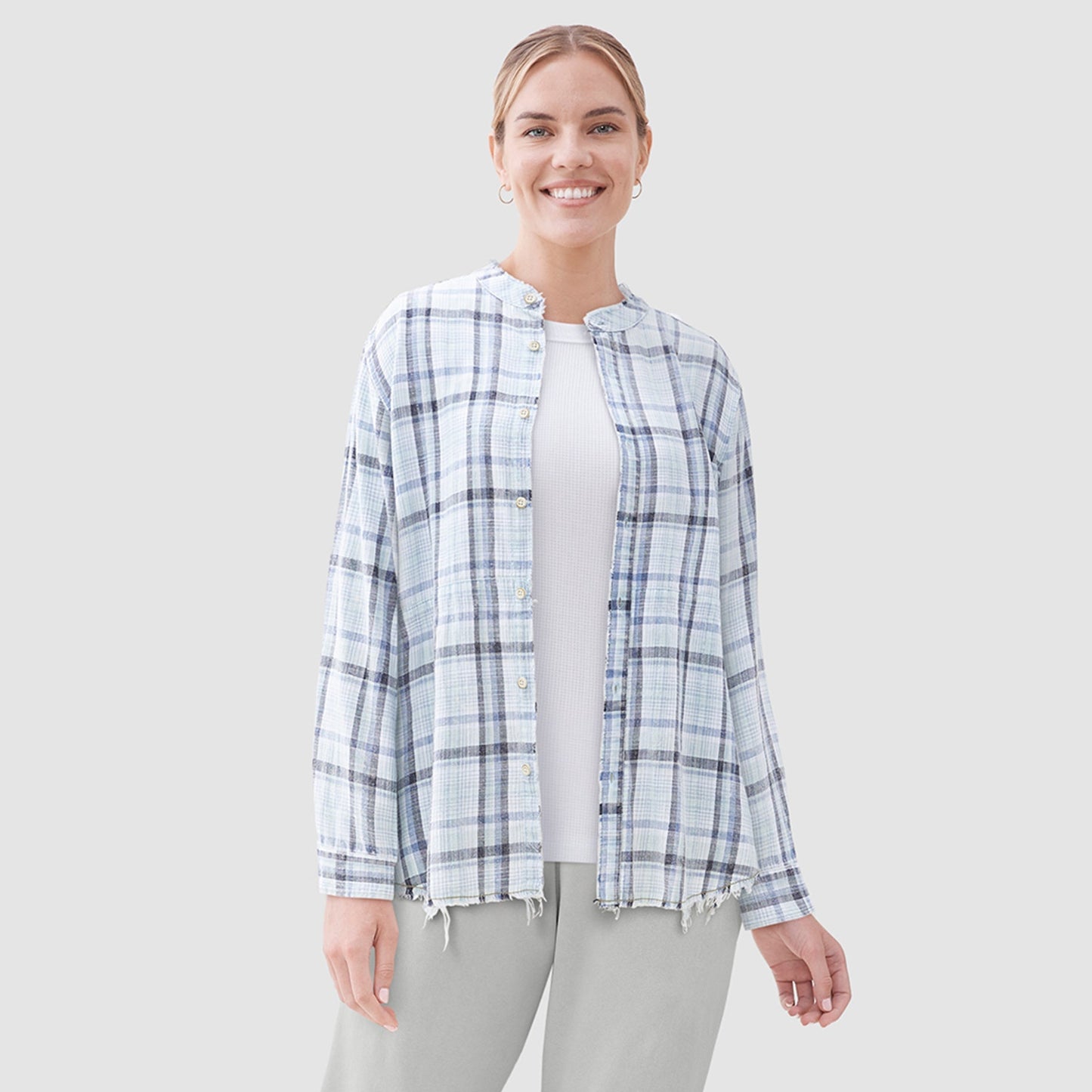 Molly Notch Collar Plaid Shirt - Surf Spray Multi