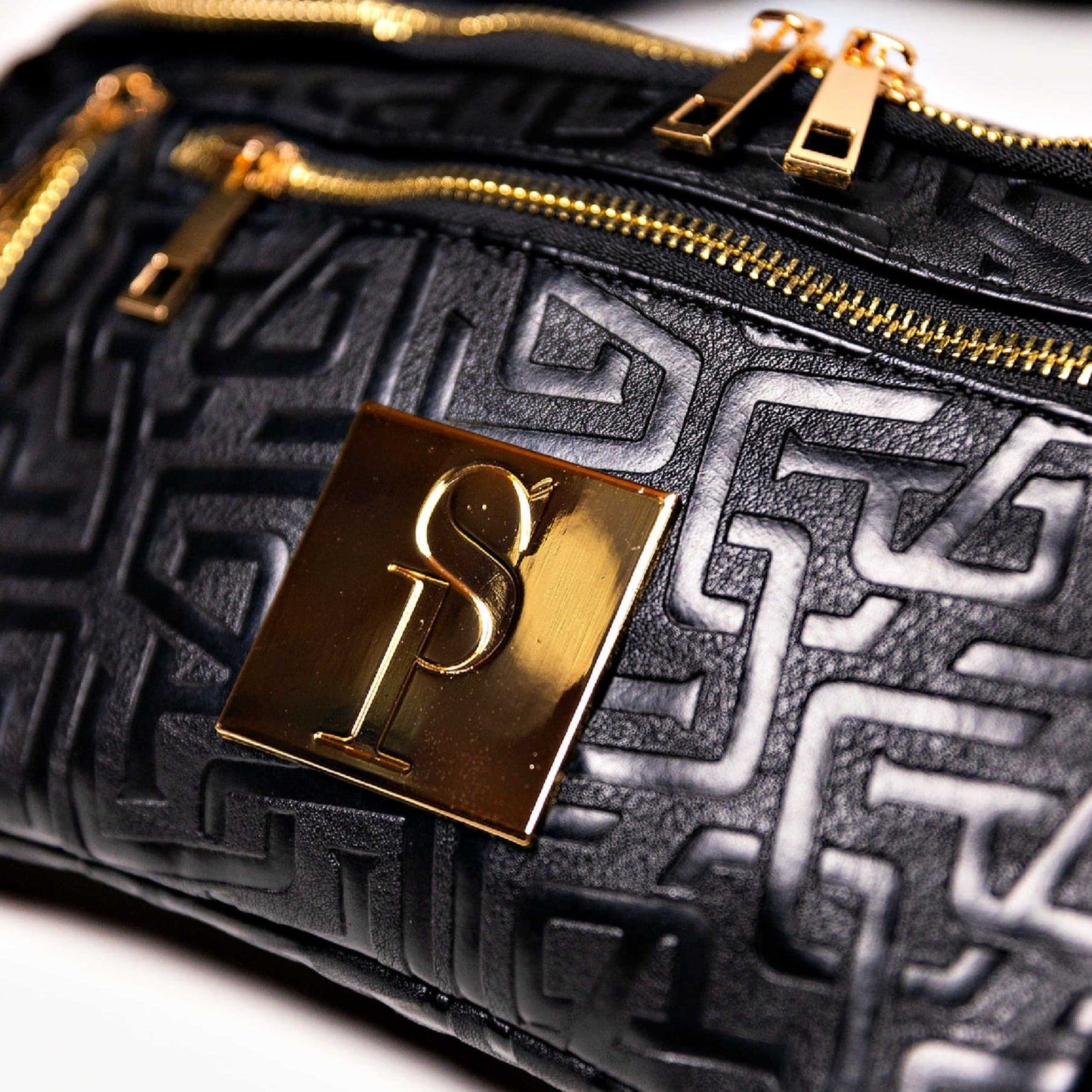 Black Monogram Leather Crossbody Bag