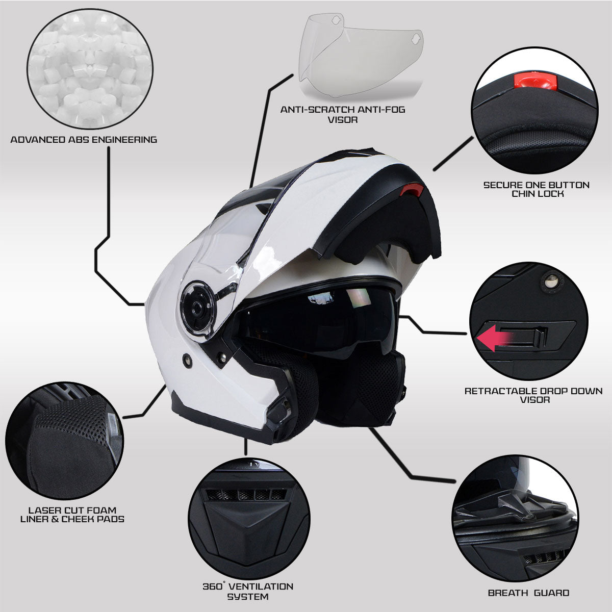 Milwaukee Helmets MPH9816DOT 'Breeze' White Modular Helmet for Men and Women Biker w/ MP7922FMSET Heated Balaclava Bundle