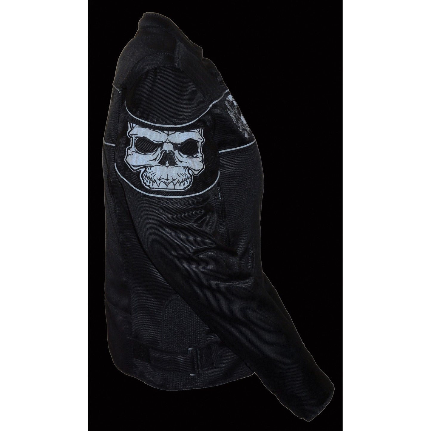 Milwaukee Leather MPL2730 Women's Black Crossover Textile Scooter Jacket with Reflective Skulls