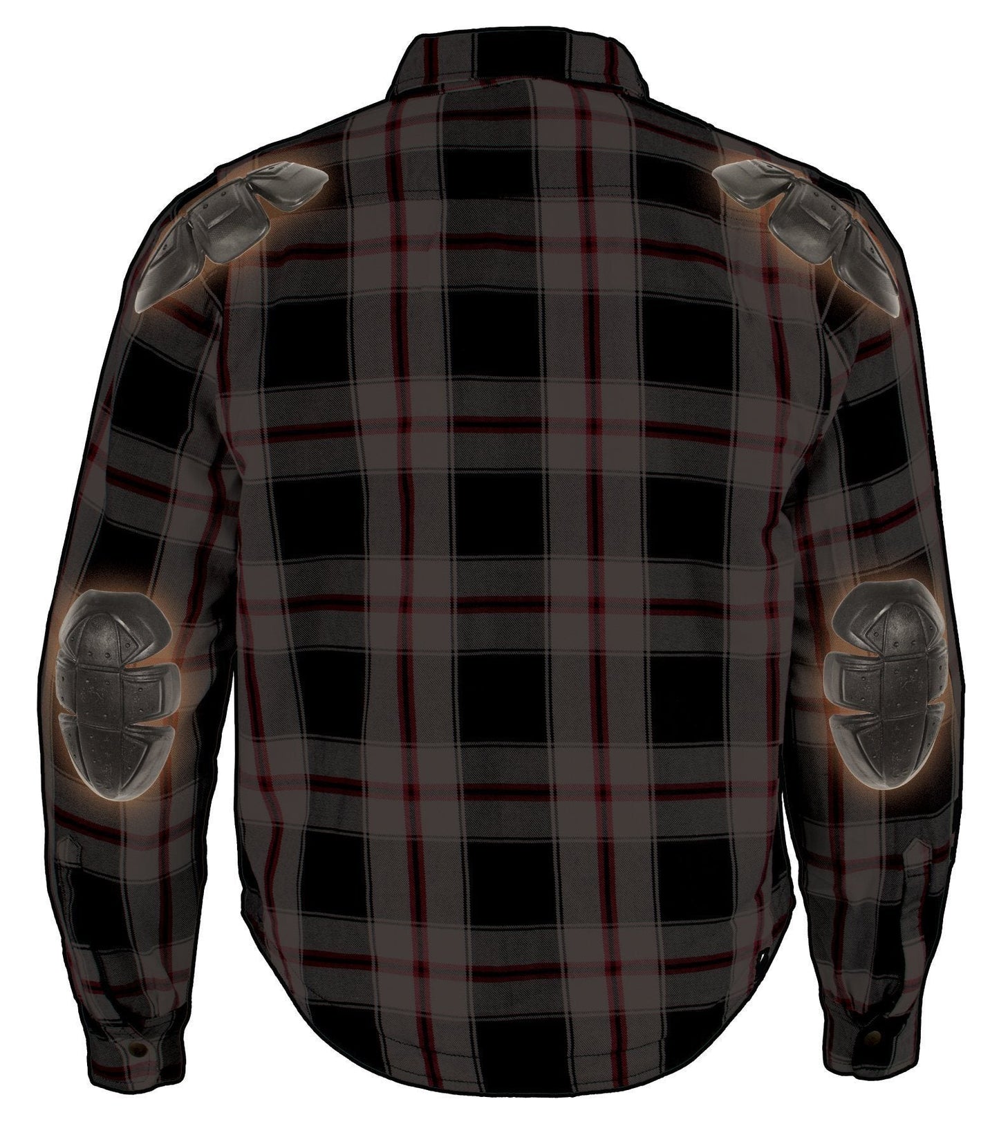 Milwaukee Leather MPM1625 Men's Plaid Flannel Biker Shirt with CE Approved Armor - Reinforced w/ Aramid Fibers