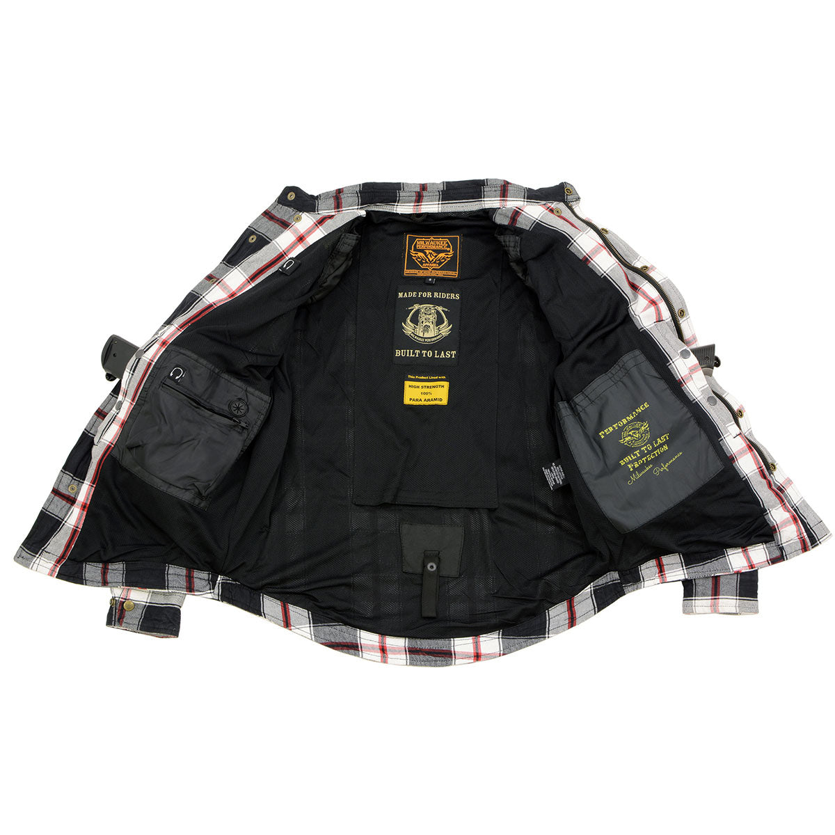 Milwaukee Leather MPM1625 Men's Plaid Flannel Biker Shirt with CE Approved Armor - Reinforced w/ Aramid Fibers