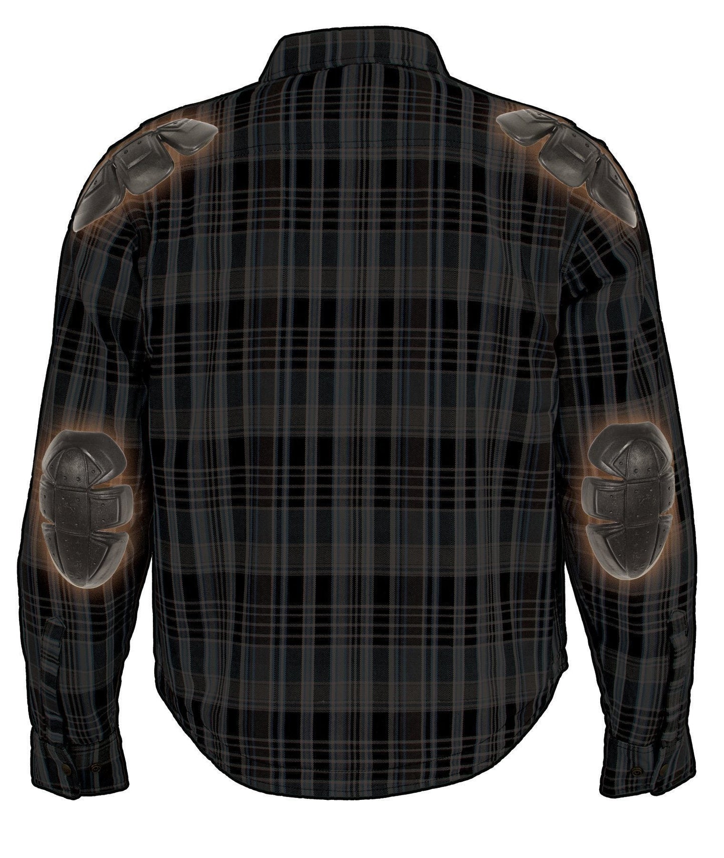 Milwaukee Leather MPM1626 Men's Plaid Flannel Biker Shirt with CE Approved Armor - Reinforced w/ Aramid Fiber