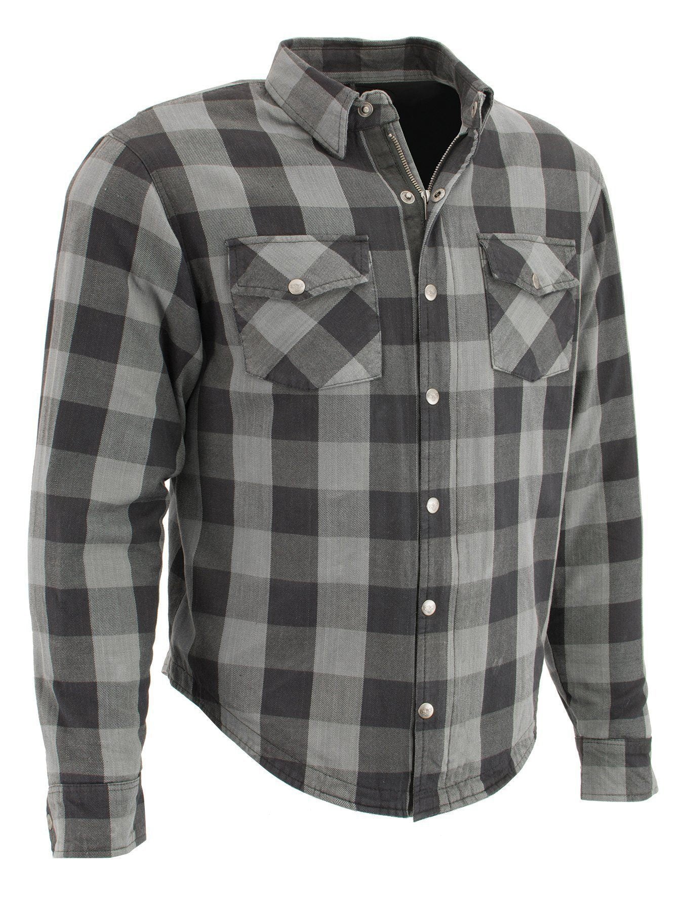 Milwaukee Leather MPM1630 Men's Plaid Flannel Biker Shirt with CE Approved Armor - Reinforced w/ Aramid Fibers