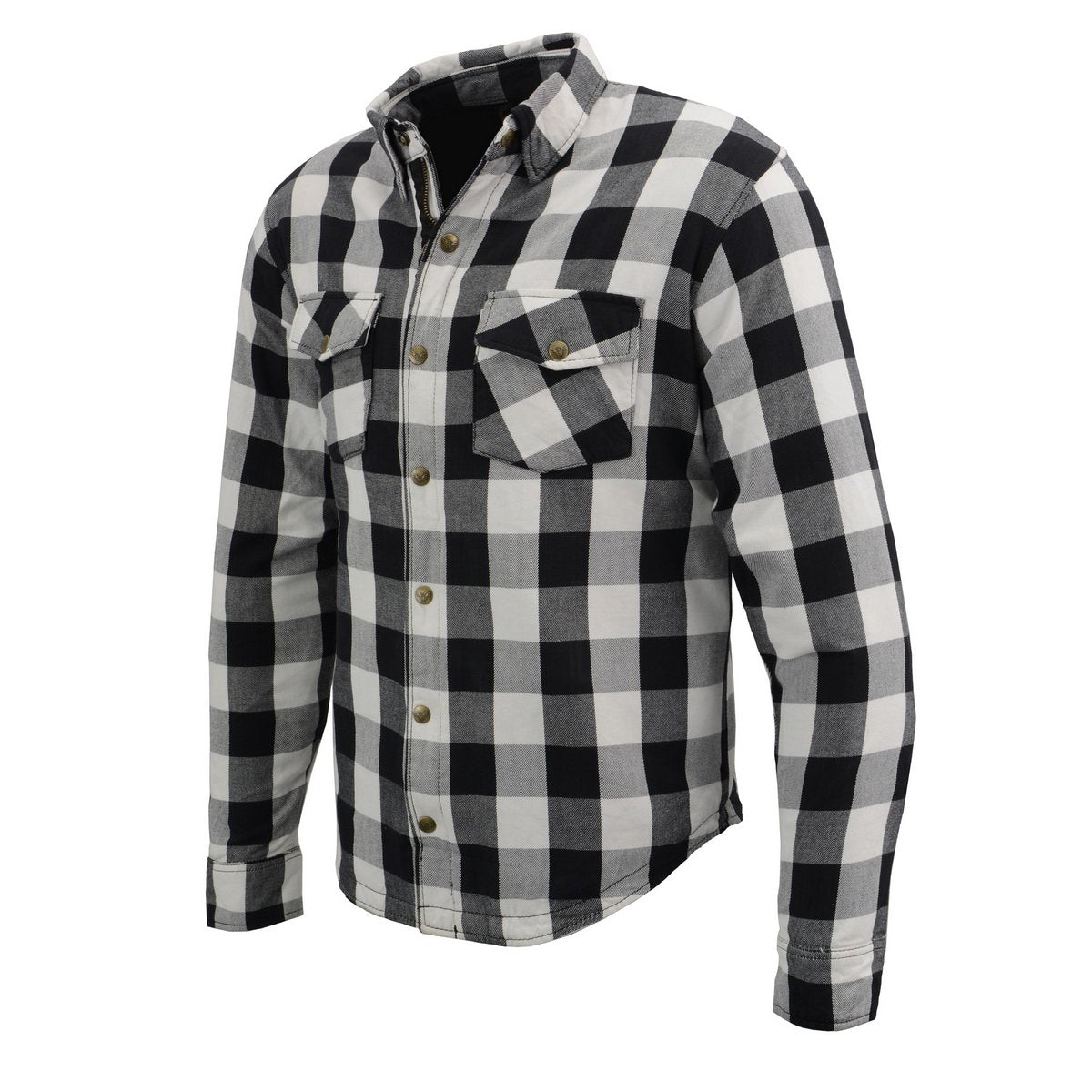 Milwaukee Leather MPM1633 Men's Plaid Flannel Biker Shirt with CE Approved Armor - Reinforced w/ Aramid Fiber