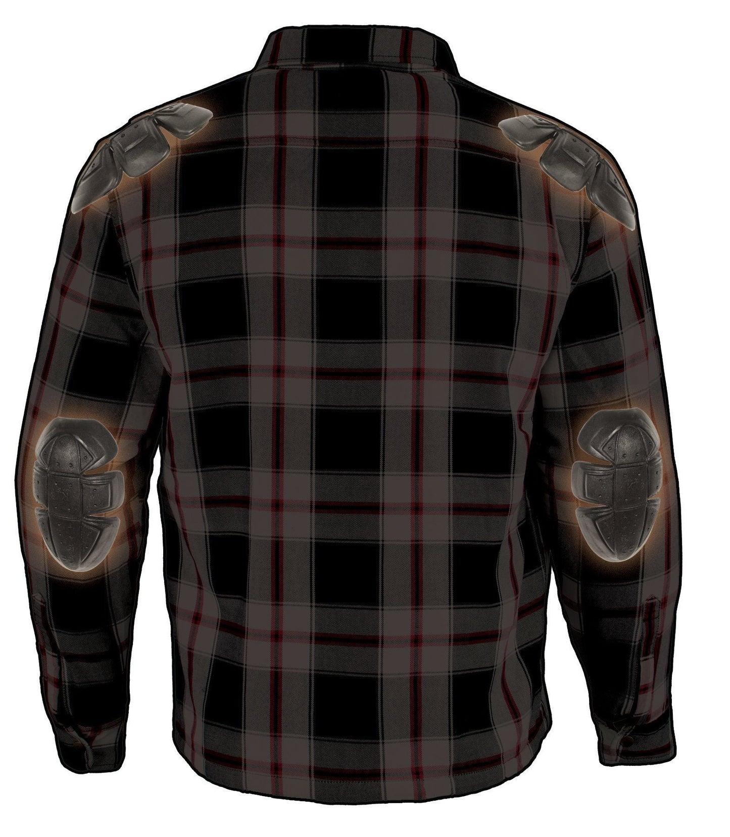 Milwaukee Leather MPM1635 Men's Plaid Flannel Biker Shirt with CE Approved Armor - Reinforced w/ Aramid Fiber