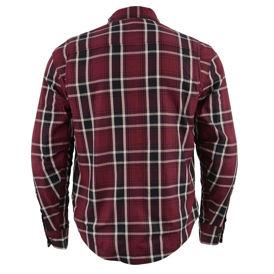 Milwaukee Leather MPM1640 Men's Plaid Flannel Biker Shirt with CE Approved Armor - Reinforced w/ Aramid Fiber