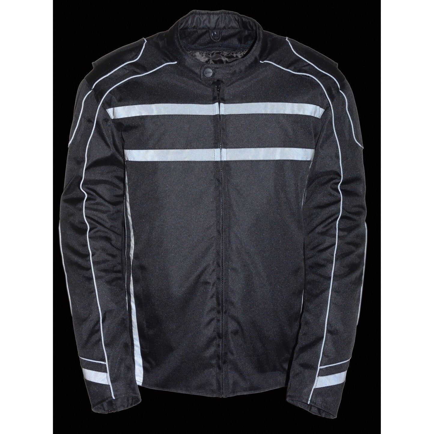 Milwaukee Leather MPM1740 Men's Black Vented Textile Jacket with Reflective Stripes