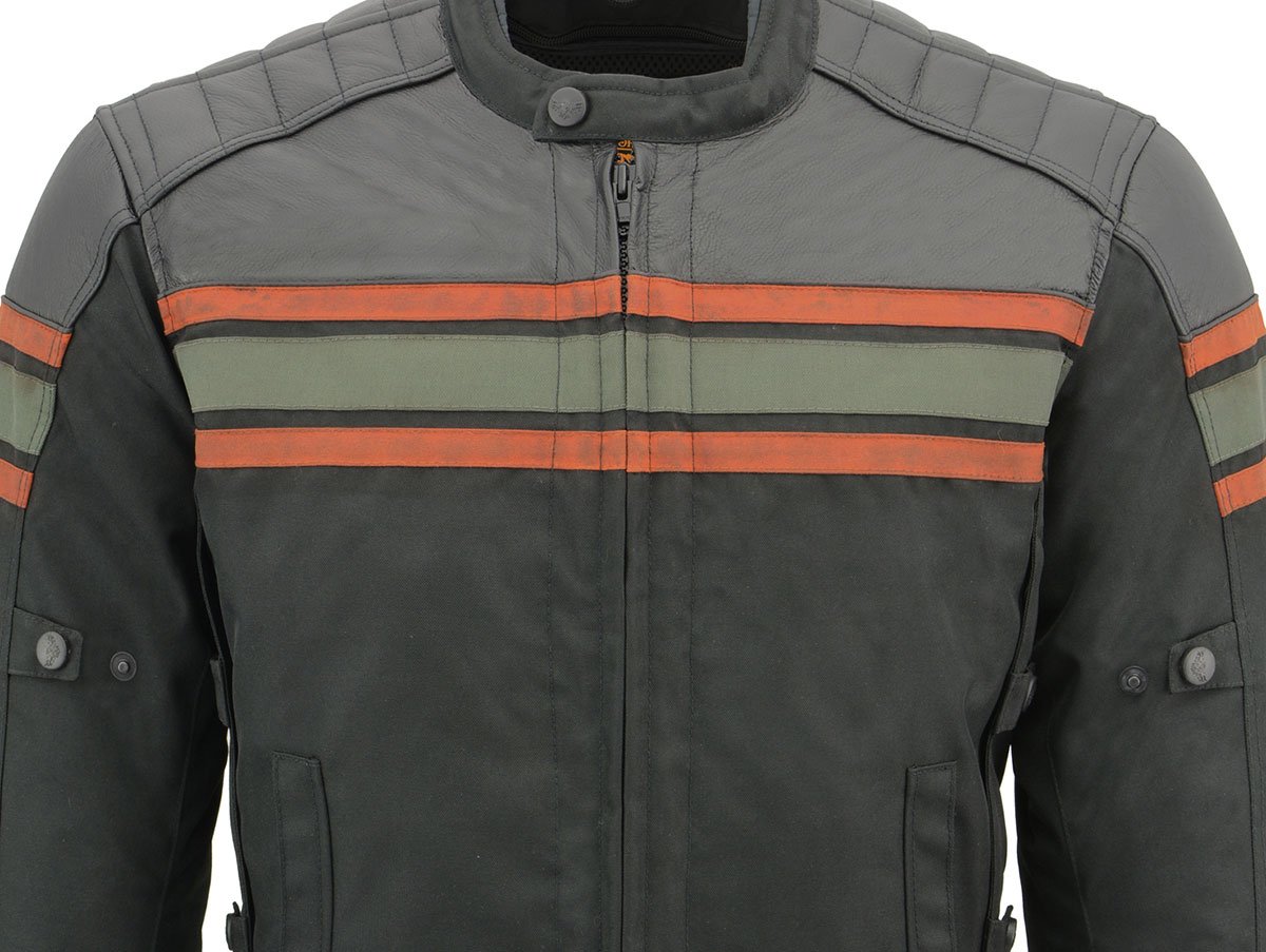 Milwaukee Leather MPM1751 Burnt Orange Leather and Textile Armored Motorcycle Jacket for Men - All Season