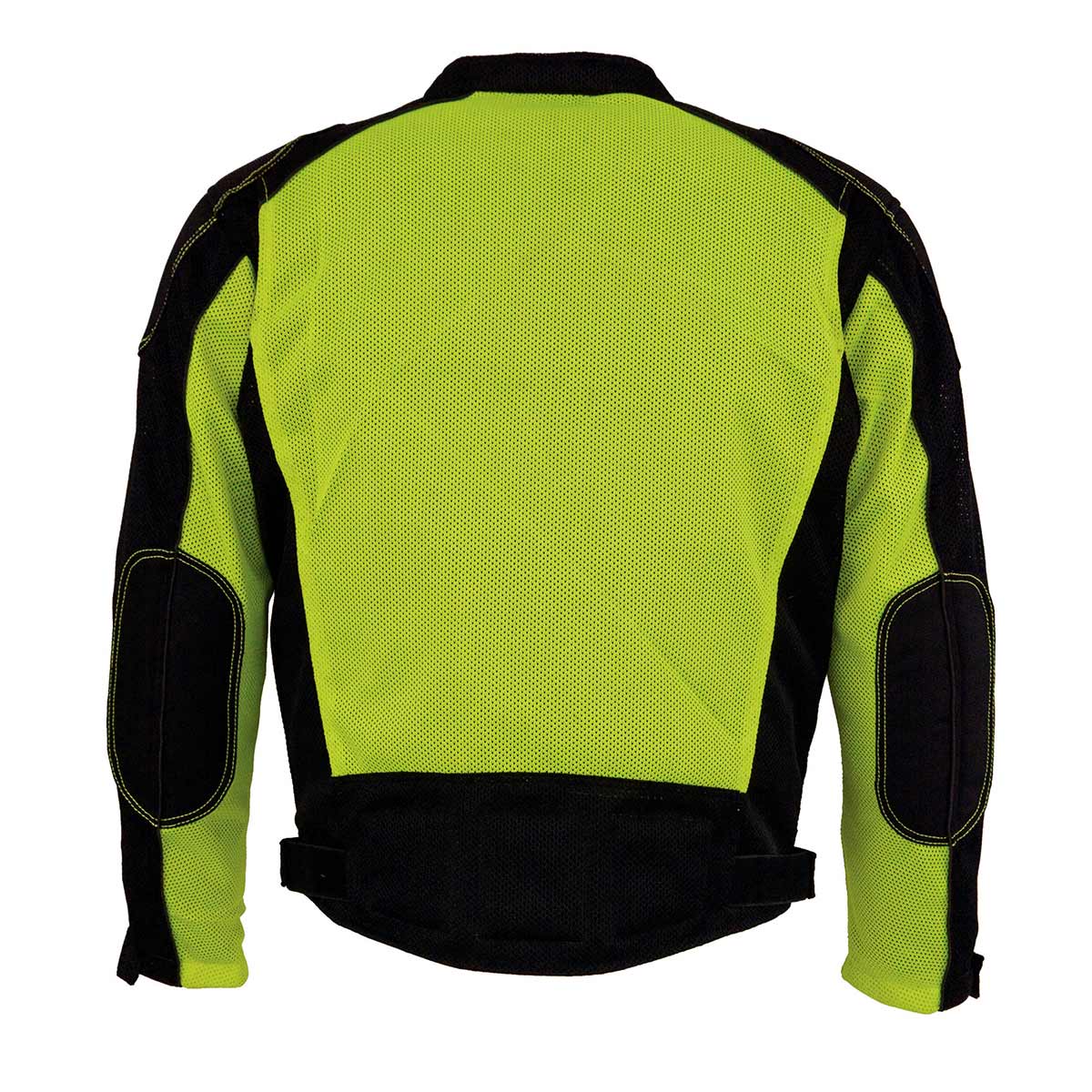 Milwaukee Leather MPM1790 Men's Black and Neon Green Hi Vis Mesh Racer Armored Jacket with Removable Rain Jacket