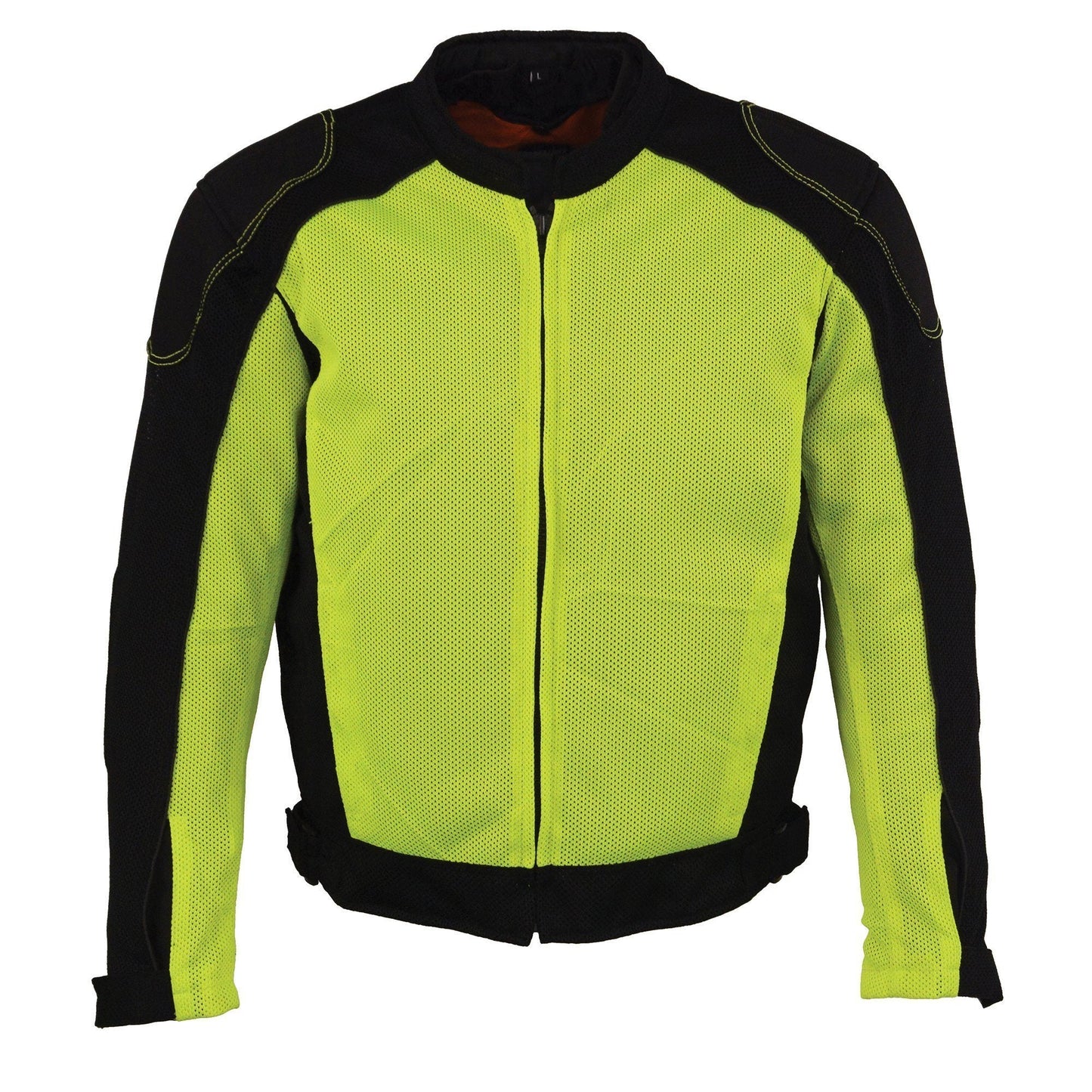 Milwaukee Leather MPM1790 Men's Black and Neon Green Hi Vis Mesh Racer Armored Jacket with Removable Rain Jacket