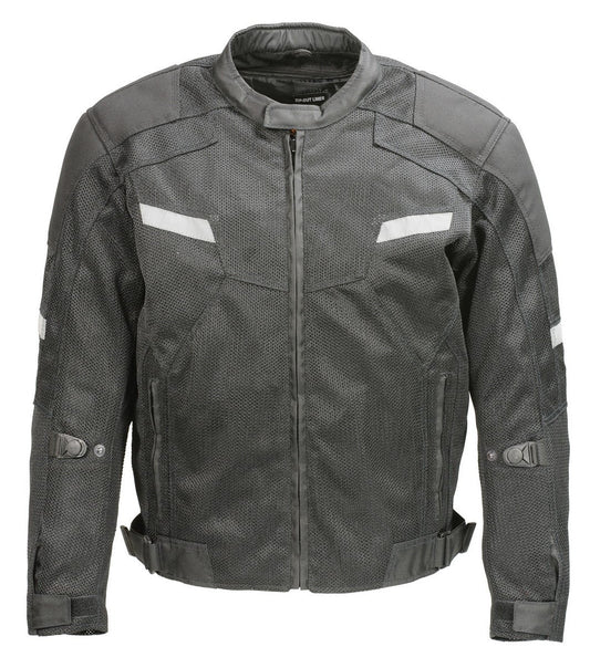 Milwaukee Leather MPM1792 Black Armored Textile Motorcycle Jacket for Men - All Season Biker Jacket w/ Removable Liner