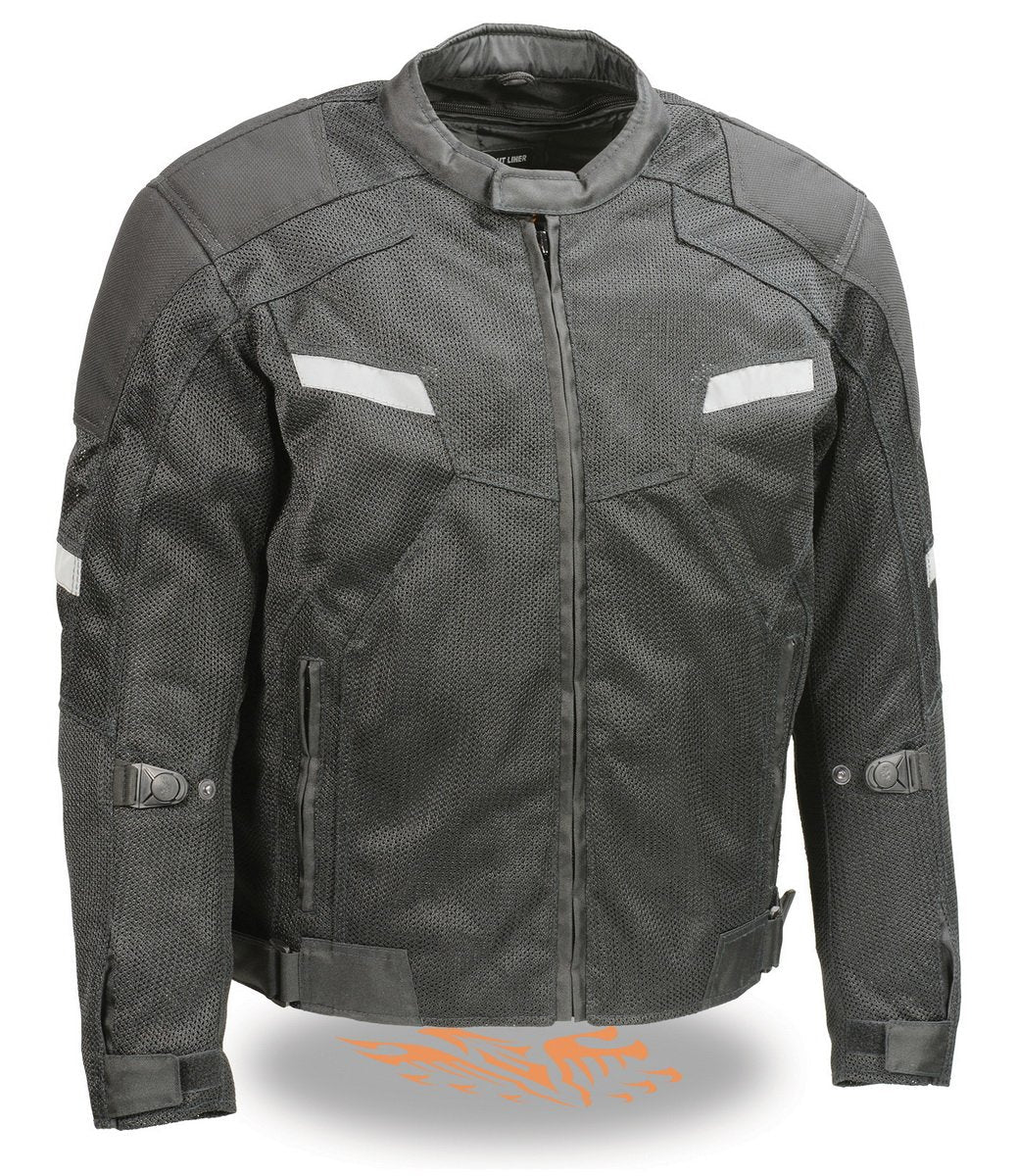 Milwaukee Leather MPM1792 Black Armored Textile Motorcycle Jacket for Men - All Season Biker Jacket w/ Removable Liner