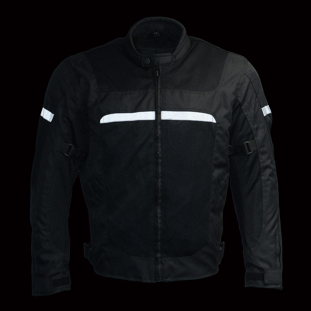 Milwaukee Leather MPM1794 Black Armored Mesh Racer Jacket with Reflective Piping for Men - All Season Jacket