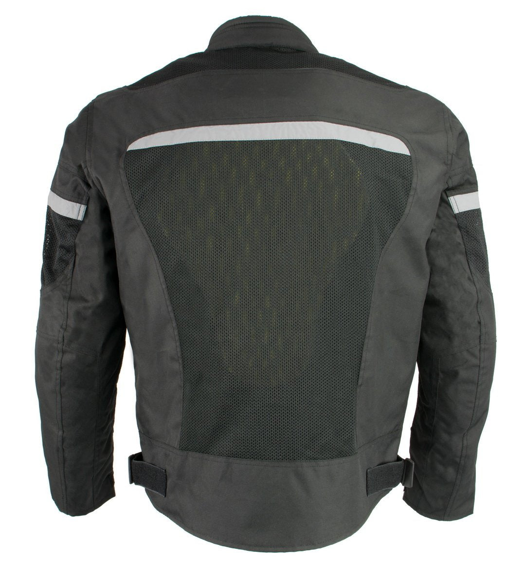 Milwaukee Leather MPM1794 Black Armored Mesh Racer Jacket with Reflective Piping for Men - All Season Jacket