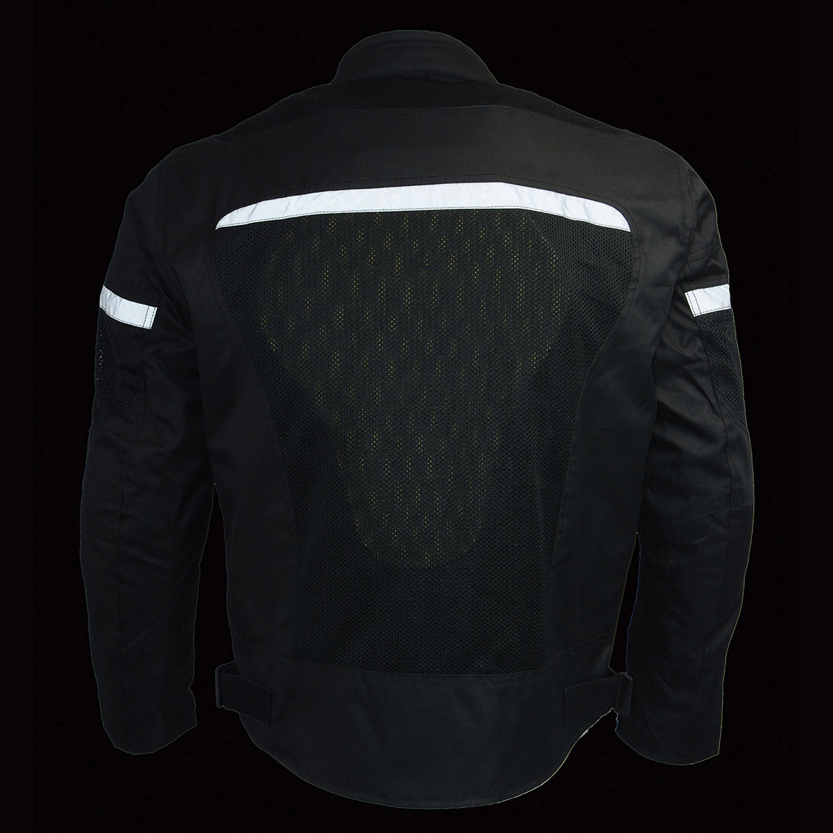 Milwaukee Leather MPM1794 Black Armored Mesh Racer Jacket with Reflective Piping for Men - All Season Jacket