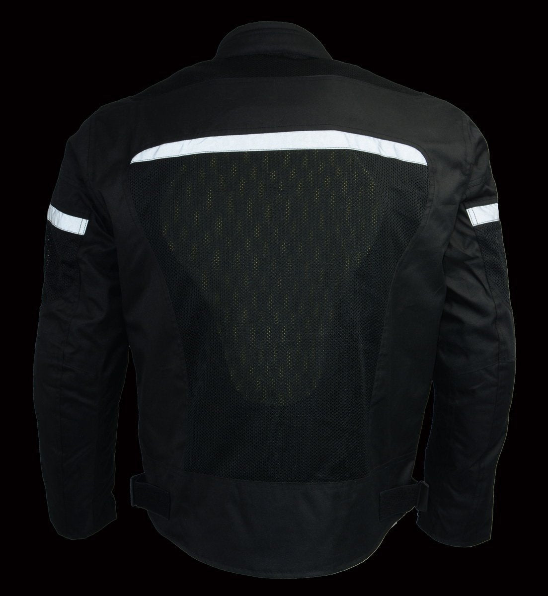 Milwaukee Leather MPM1794 Black Armored Mesh Racer Jacket with Reflective Piping for Men - All Season Jacket