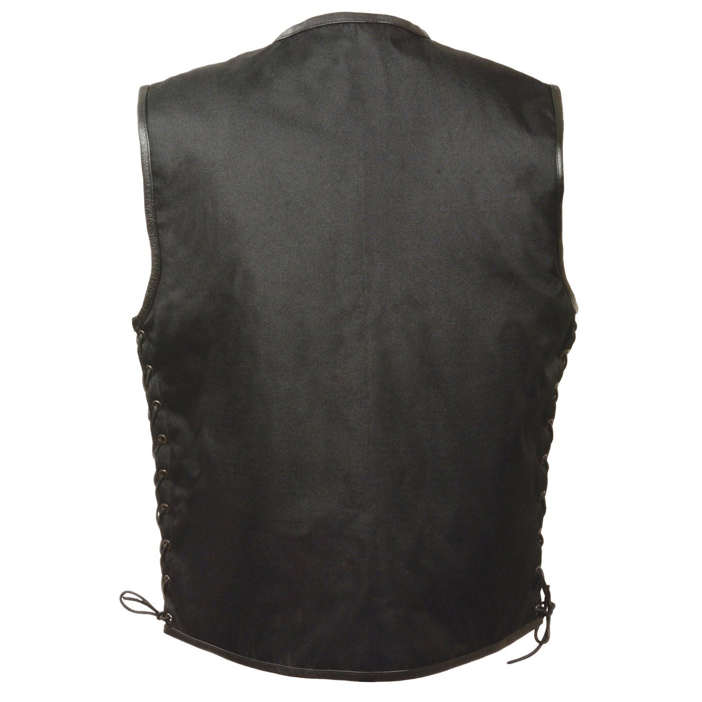 Milwaukee Leather MPM3739 Men's Black 'Side Laced' Textile Zipper Front Motorcycle Vest