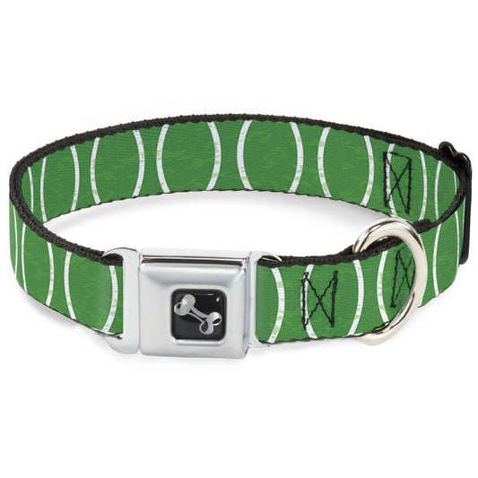 Dog Bone Seatbelt Buckle Collar - Rings Camo Neon Green/White