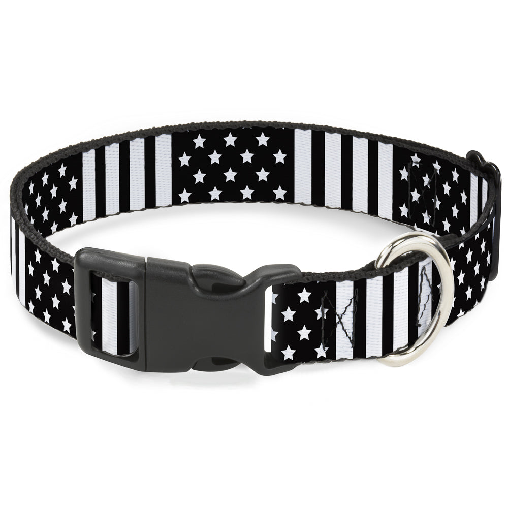 Plastic Clip Collar - American Flag CLOSE-UP Black/White