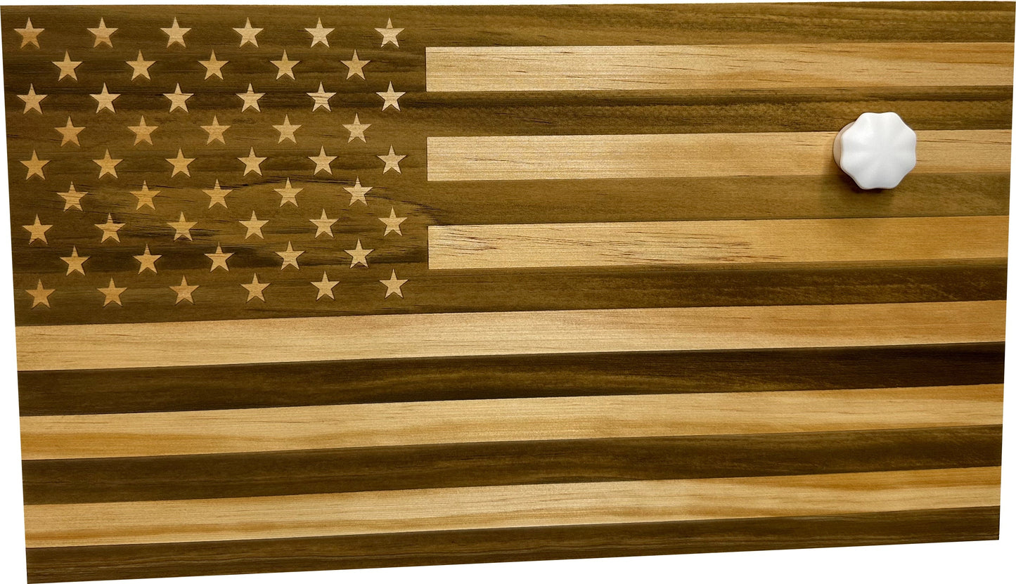 American Flag Hidden Gun Storage Decorative & Secure Wall-Mounted Concealed Gun Cabinet (Natural)