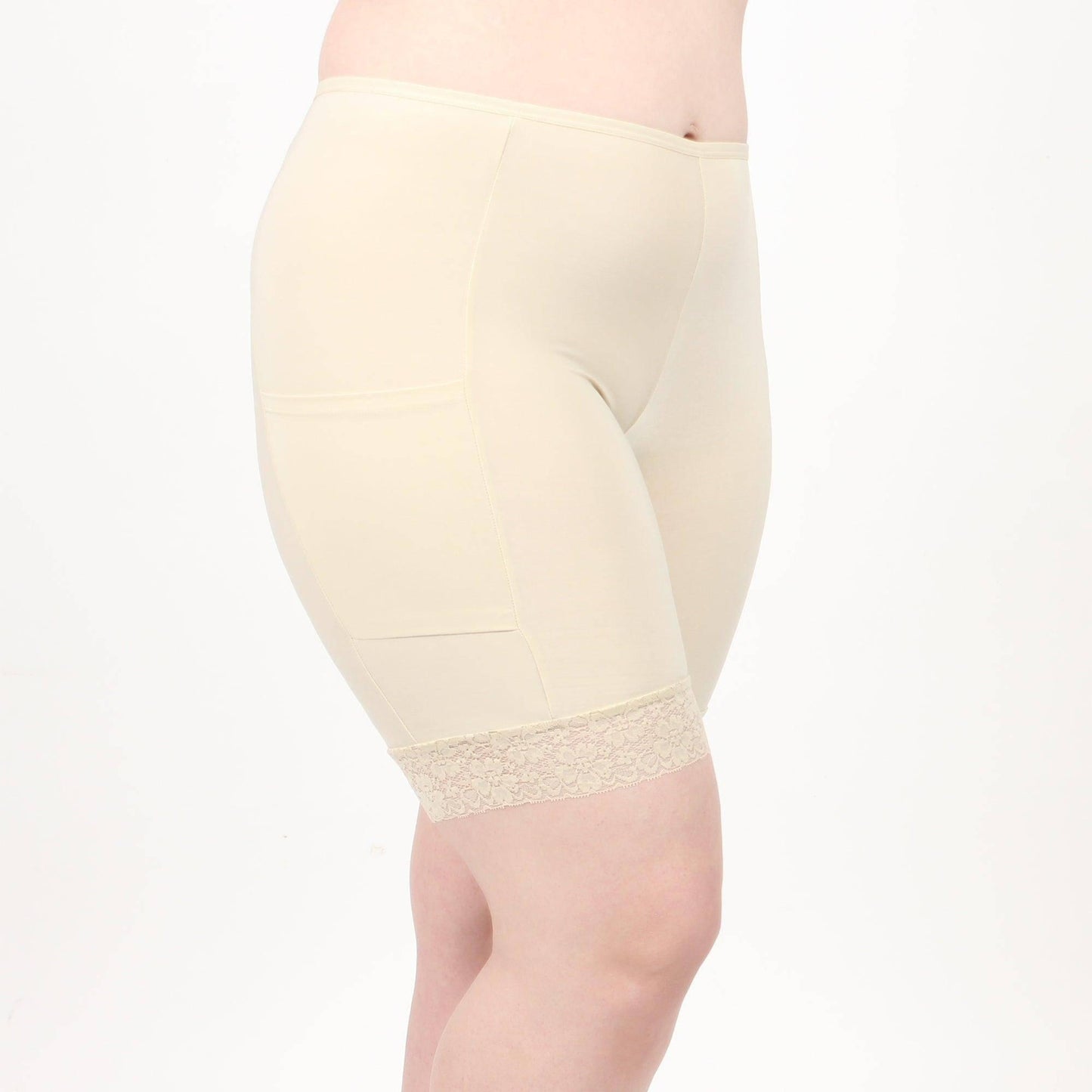 Moisture Wicking Shortlette Slipshort with 2 Pockets 7" | Beige