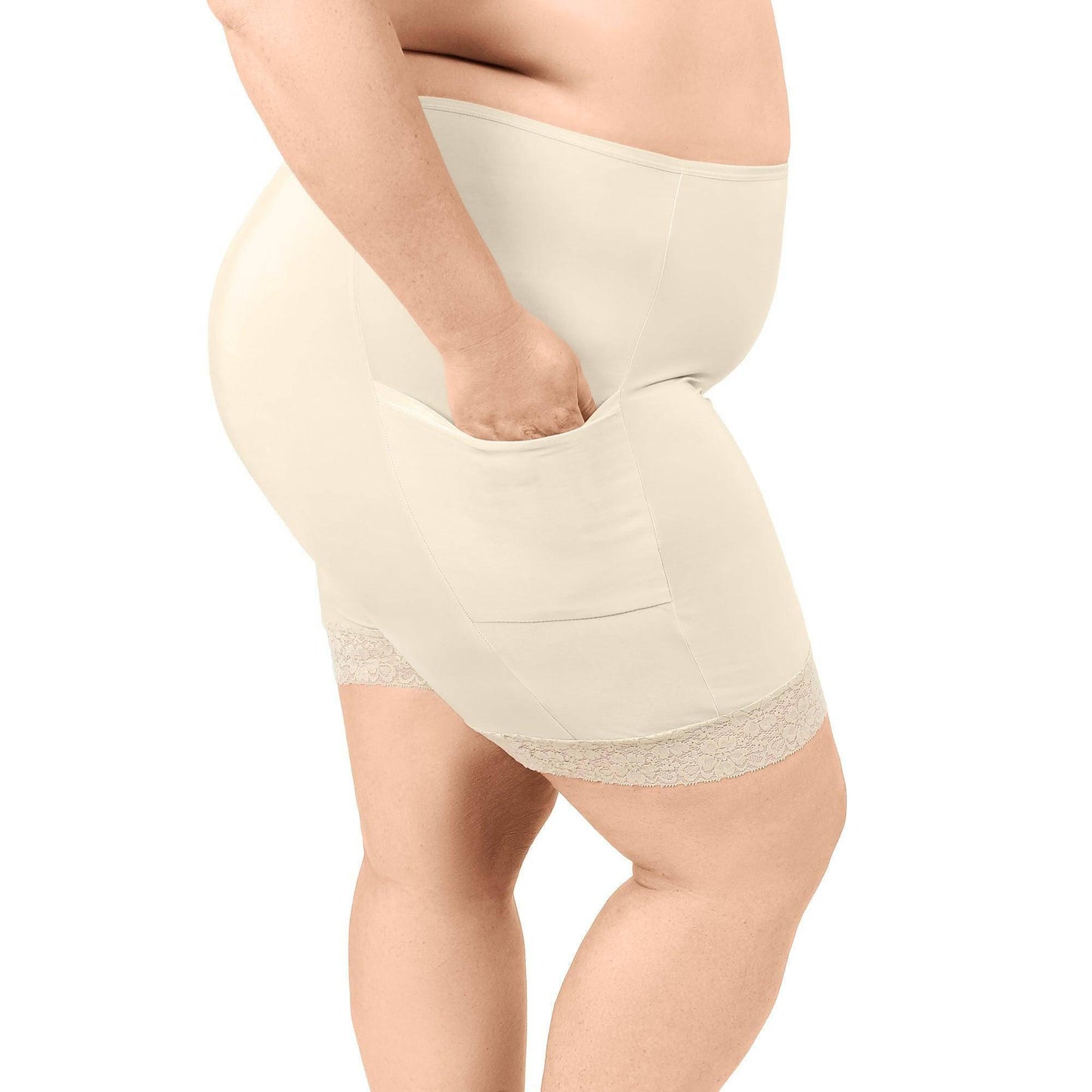 Moisture Wicking Shortlette Slipshort with 2 Pockets 7" | Beige