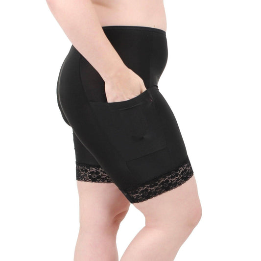 Moisture Wicking Shortlette Slipshort with 2 Pockets 7" | Black