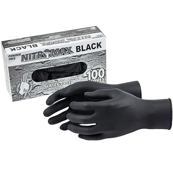 NitroMax Black Nitrile Gloves 100 ct