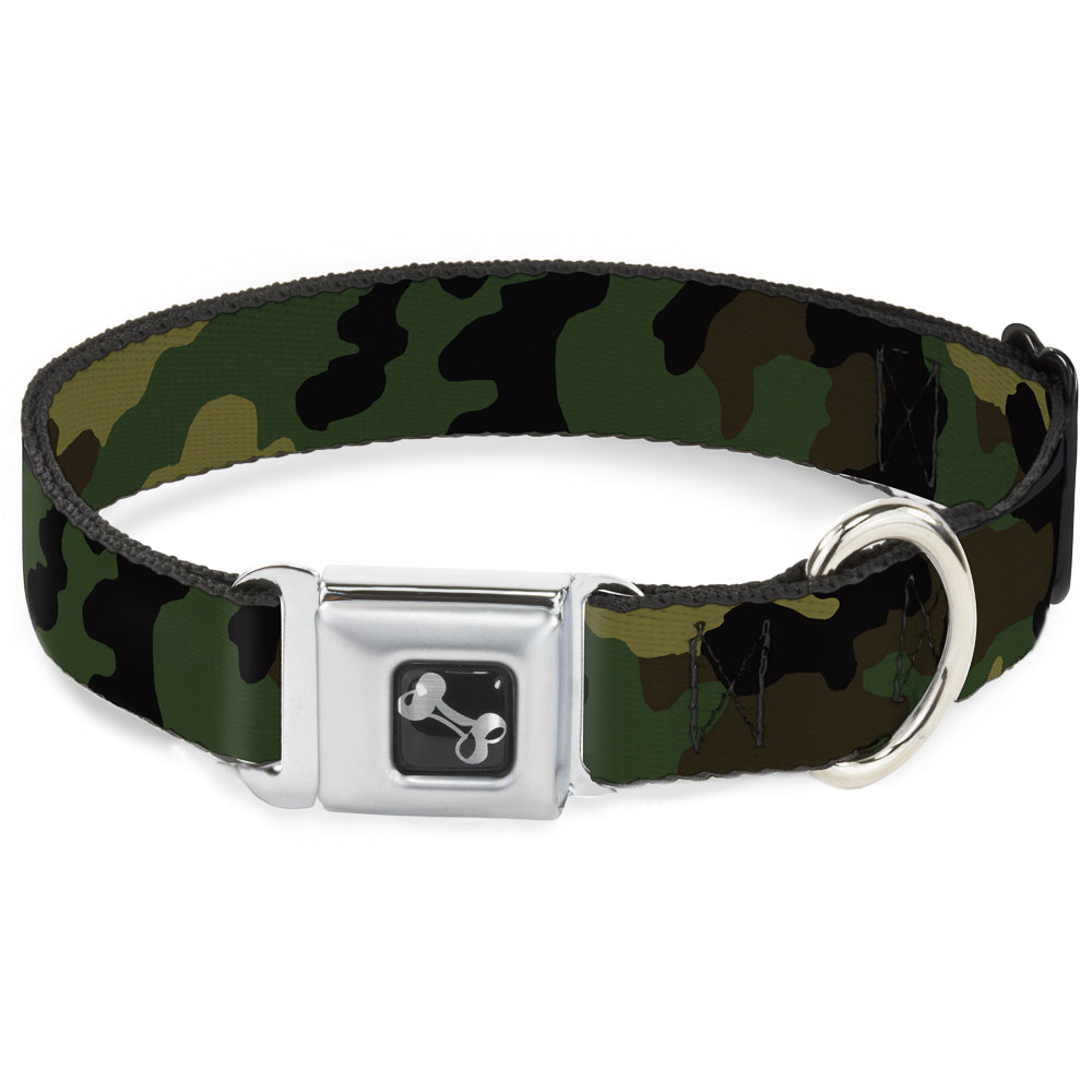 Dog Bone Seatbelt Buckle Collar - Camo Olive