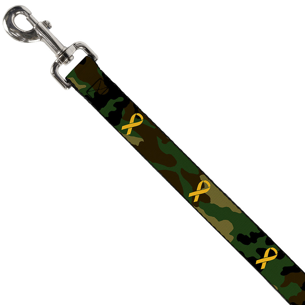 Dog Leash - Support Our Troops Camo Olive/Yellow Ribbon