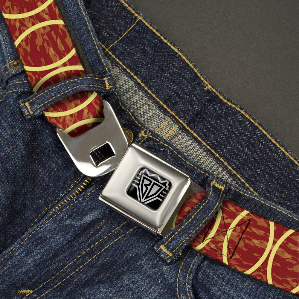 BD Wings Logo CLOSE-UP Full Color Black Silver Seatbelt Belt - Rings Camo Burnt Orange/Yellow Webbing