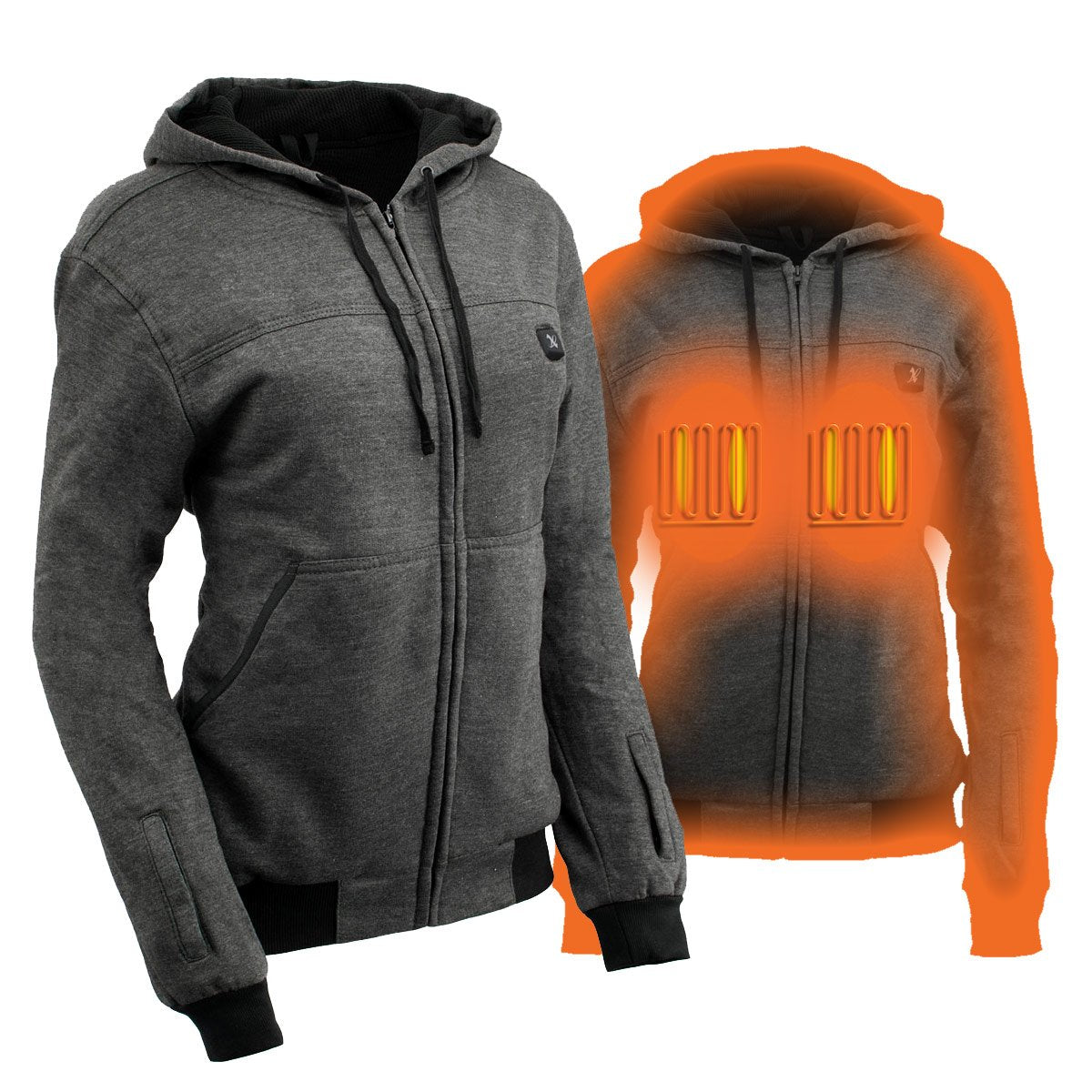 Nexgen Heat NXL2717DUAL Technology Women's Heated Hoodie - Grey Sweatshirt Jacket for Winter Season w/ Battery Pack