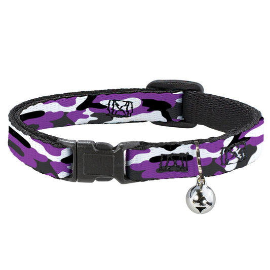 Cat Collar Breakaway - Camo Purple Black Gray White