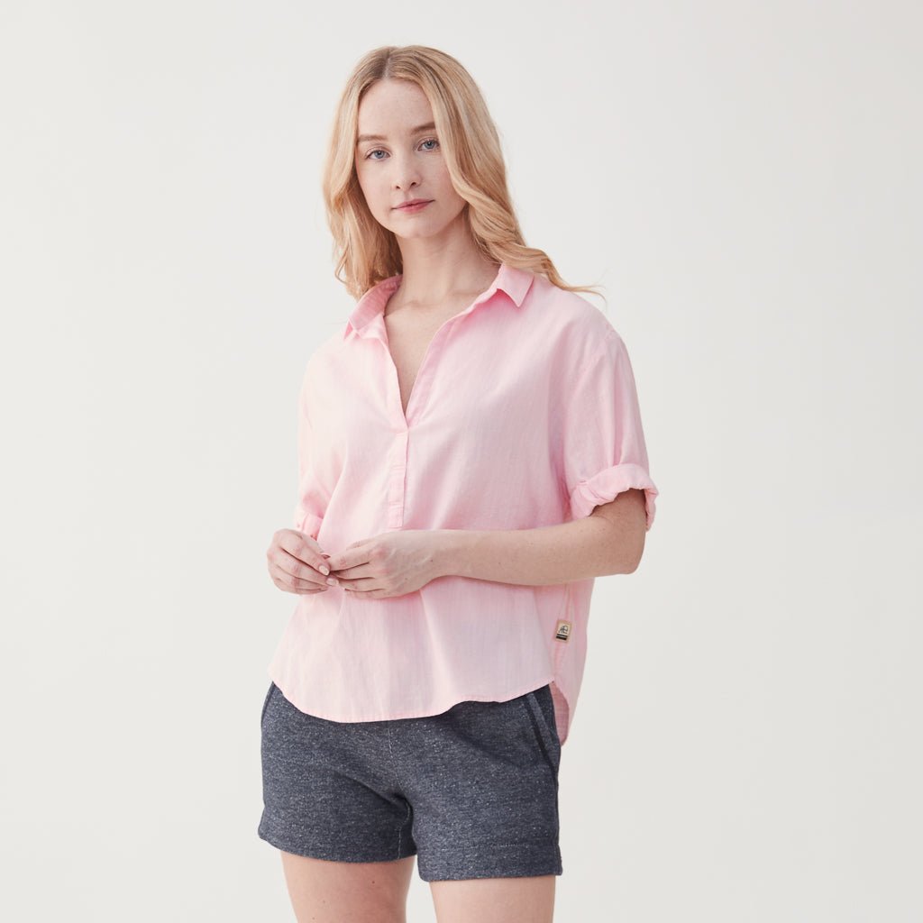 Olivia Slub Popover - Pink