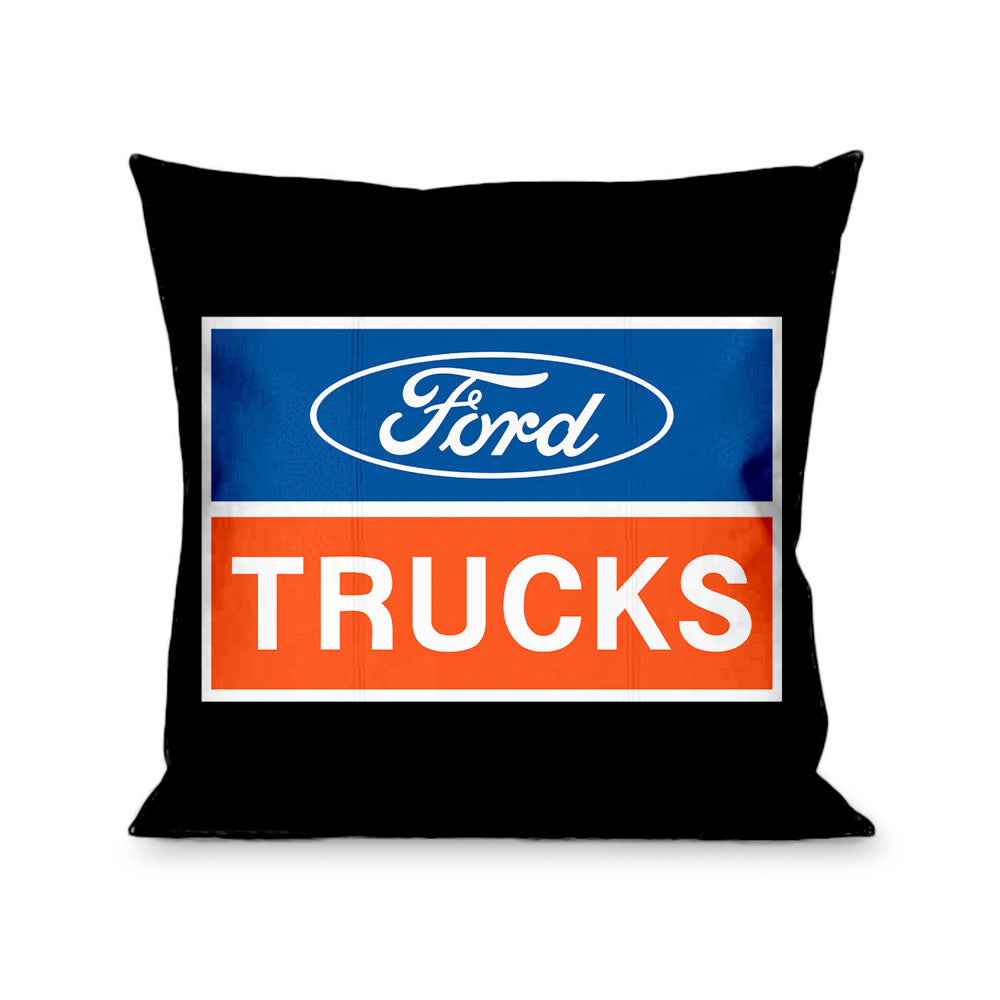 Pillow - THROW - FORD TRUCKS Logo2 Black White Blue Red