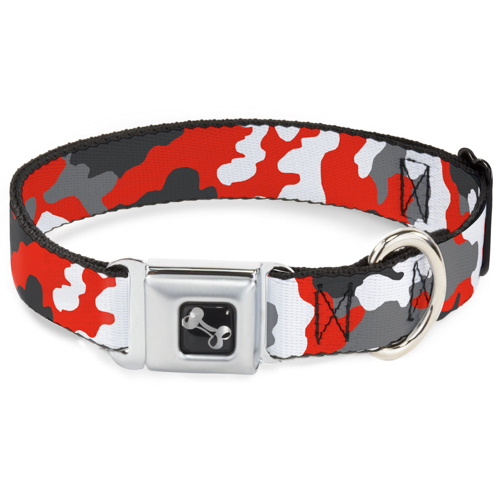 Dog Bone Seatbelt Buckle Collar - Camo Orange