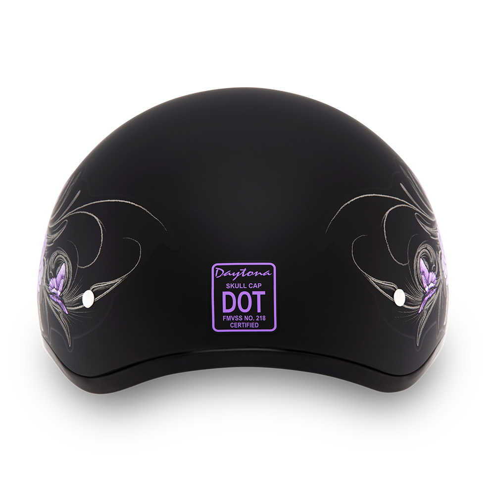 DOT Approved Daytona Motorcycle Half Face Helmet - Skull Cap Graphics for Men & Women, Scooters, ATVs, UTVs & Choppers - W/ Wild At Heart